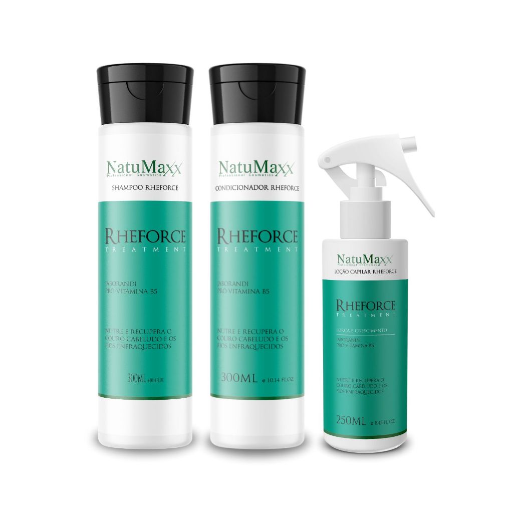Kit Antiqueda Natumaxx 300ml - Tratamento Rheforce para Crescimento Capilar com Jaborandi e Pró-Vitamina B5