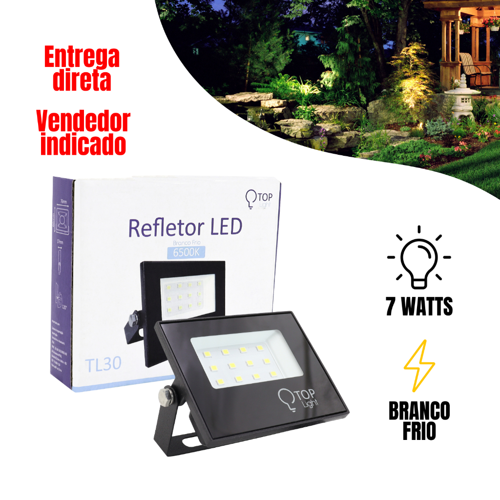 Refletor Led 30w Mini Branco Frio 6500k Bivolt Potente Projetor Iluminação Interna Externa