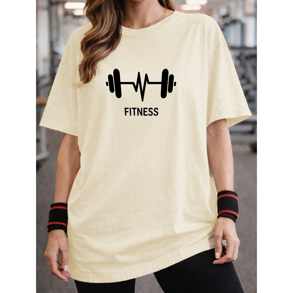 Camiseta Blusa Tshirt Oversized 100%Algodão Feminina Treino Academia Fitness Camisetão Cloud Dancer