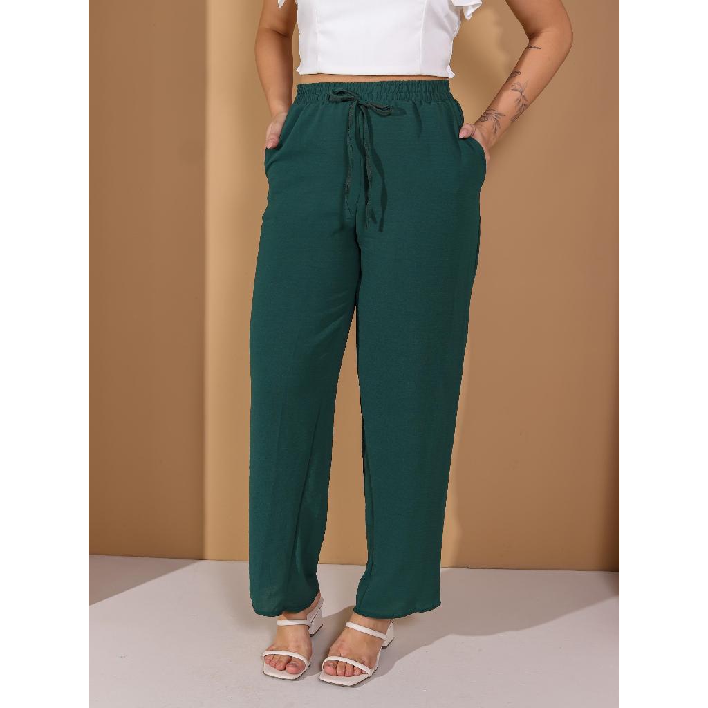 Calça Pantalona Feminina Tecido Duna com elastico na cintura calça flare folgadinha
