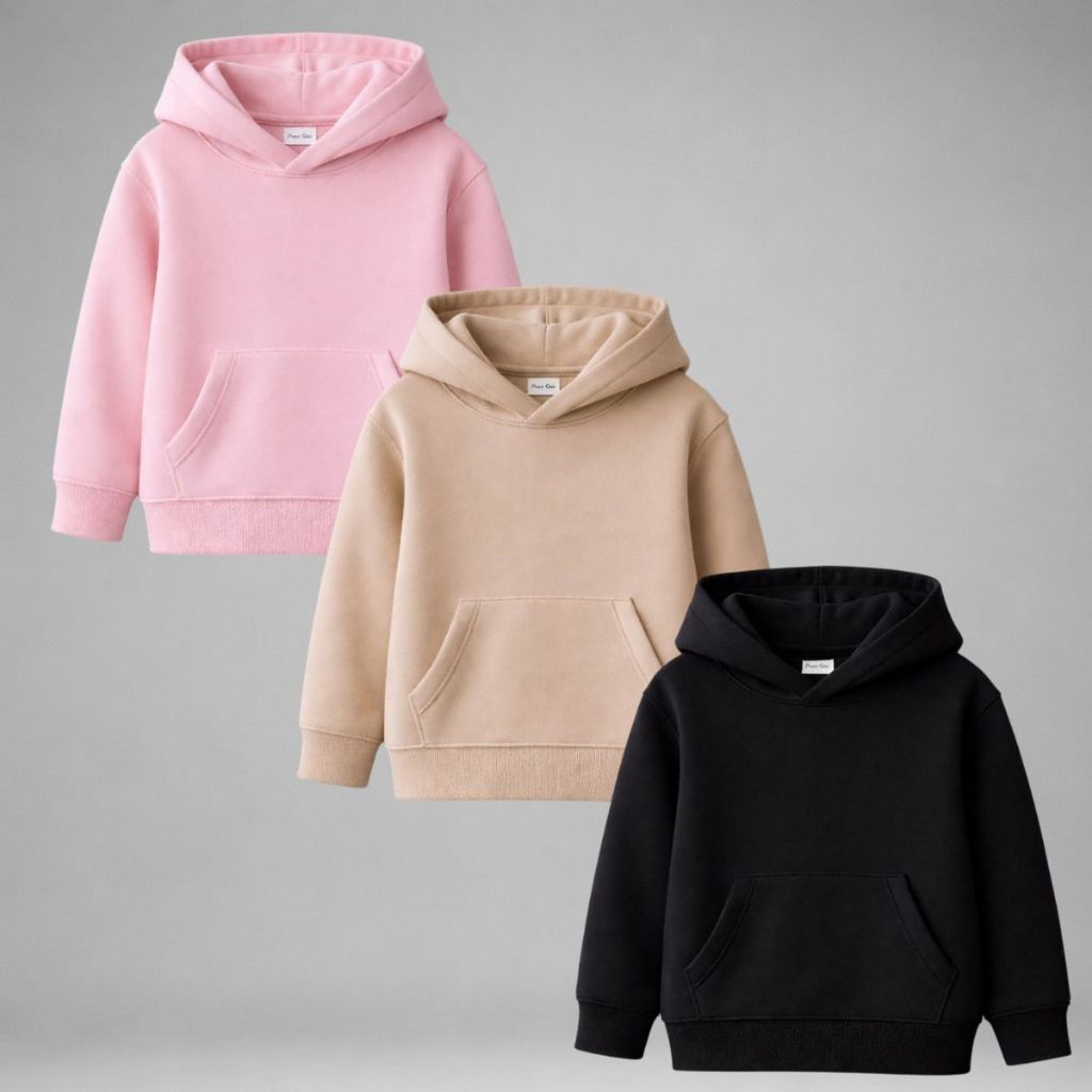 Blusa De Moletom Infantil E Juvenil Kit 3 Moletons Canguru Algodão Peluciado Capuz Bolsos Unissex