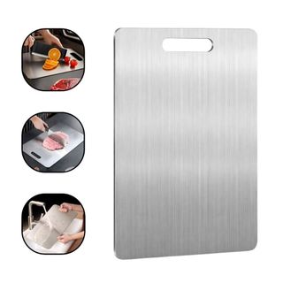 Tábua De Corte Aço Inox Antibacteriana Taboa Para Cozinha Carne Titânio Retangular Não Ri…