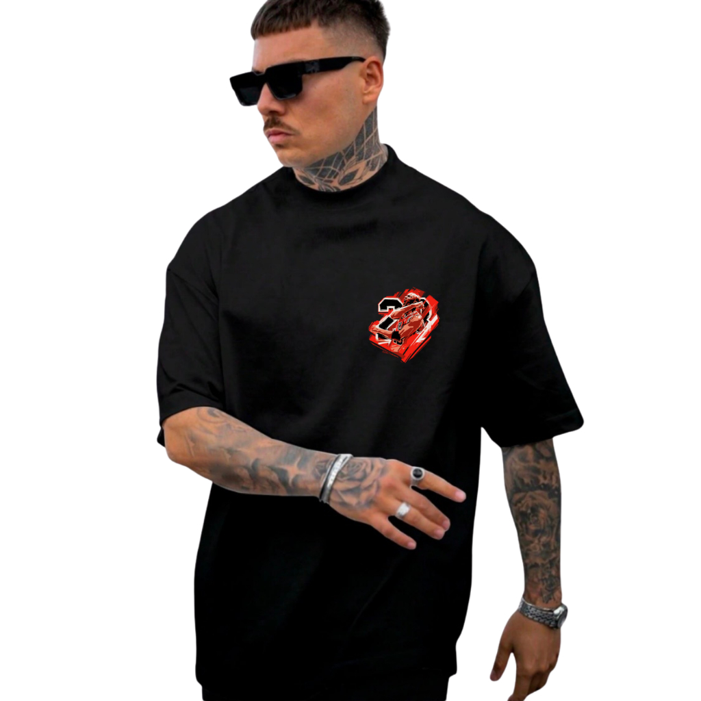Camiseta Oversized Preta Masculina  Streetwear Treino Esportes Academia