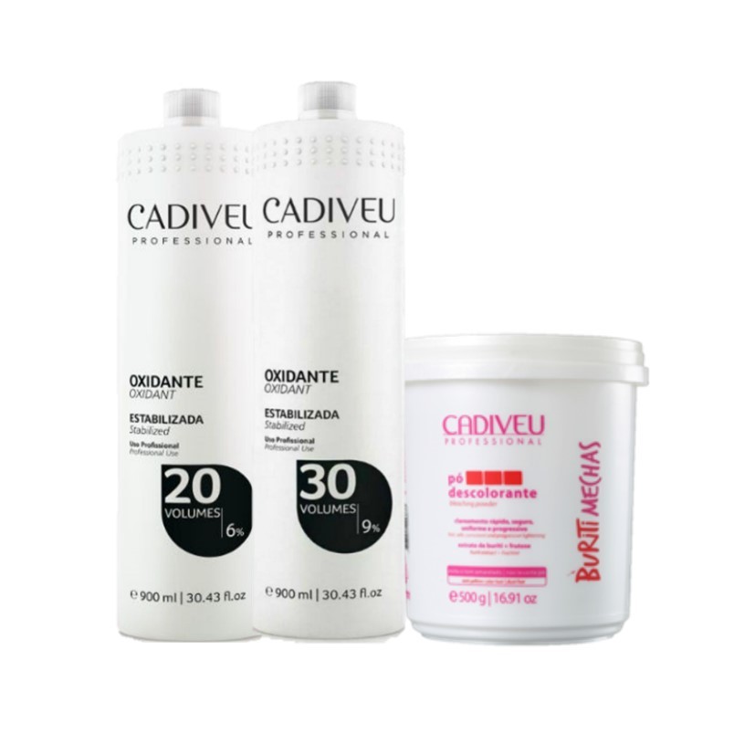 Kit Cadiveu Pó Desc. Buriti 500ml + Ox.20vol + Ox.30vol 900ml