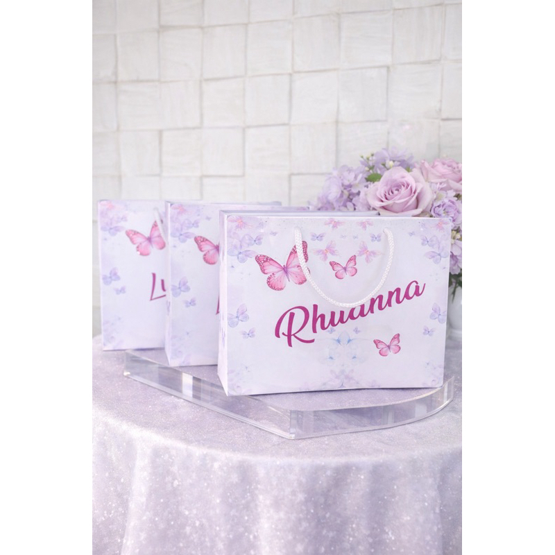 Sacolinhas Personalizadas Borboletas Lilás ou Jardim das Borboletas