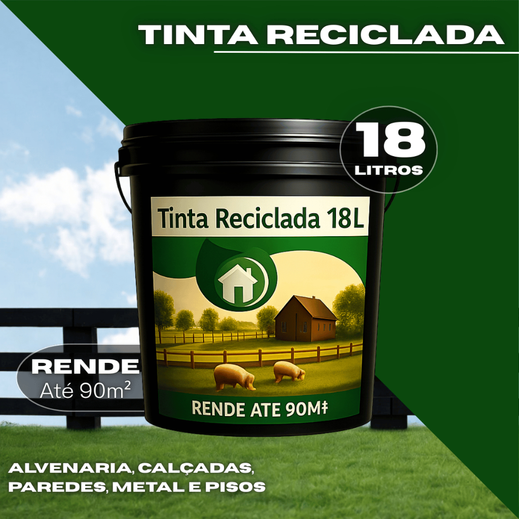 Tinta Reciclada 18L Alta Cobertura para Madeira, Cerca, Portão e Estruturas Metálicas Uso Externo