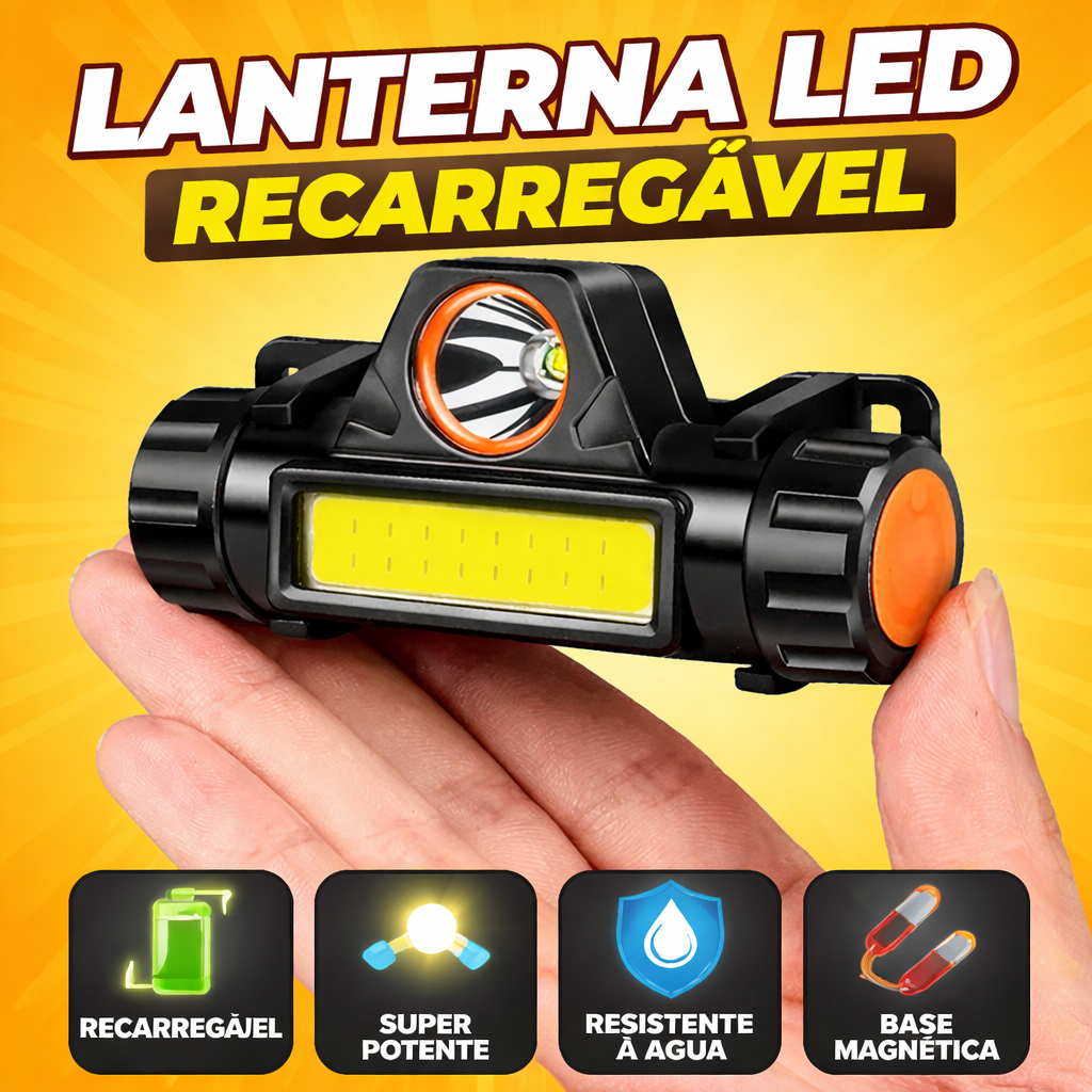 Lanterna Holofote De Cabeça Led Potente Usb Recarregável À Prova D'Água 1200mah Camping Bike Pesca