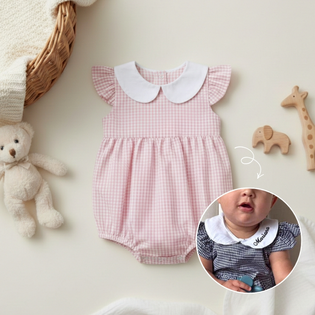 Romper Manga Curta Gola Branca Personalizado com Nome do Bebê 100% Algodão P, M ou G em Oferta na Shopee