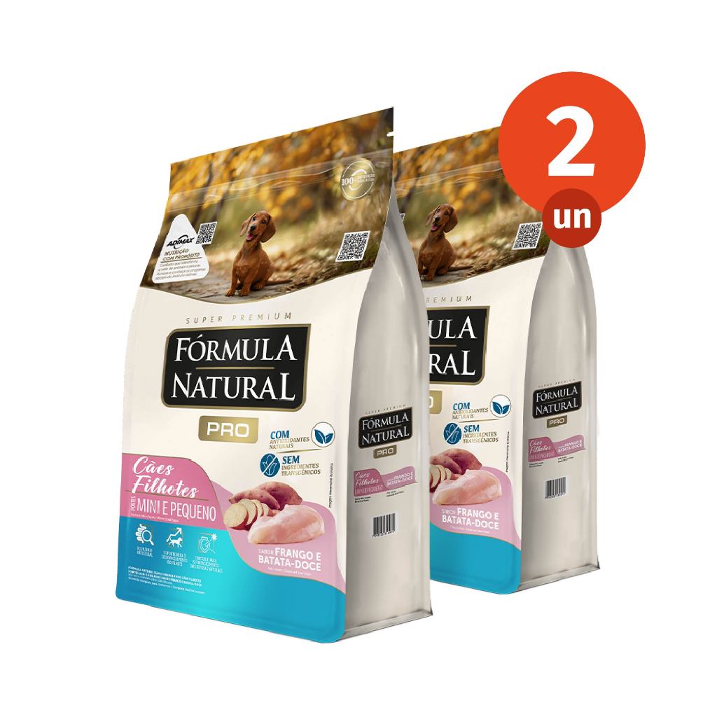 Kit 2 Ração Fórmula Natural Pro Cães Filhotes Porte Mini e Pequeno 2,5kg Adimax 