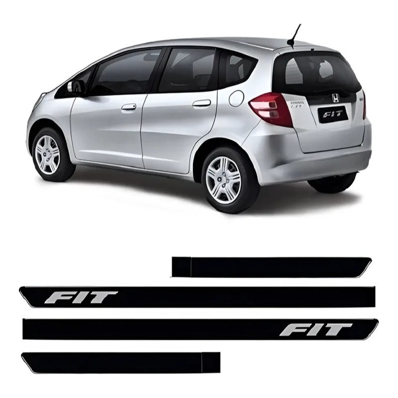 Kit Frisos Laterais Fit 2003 04 05 06 07 A 14 Preto Com Nome