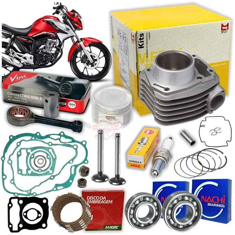 Kit Motor Cilindro Completo Cg160 Titan 160 Start 160 Fan 160 Nxr 160 2015 Até 2024 Bros
