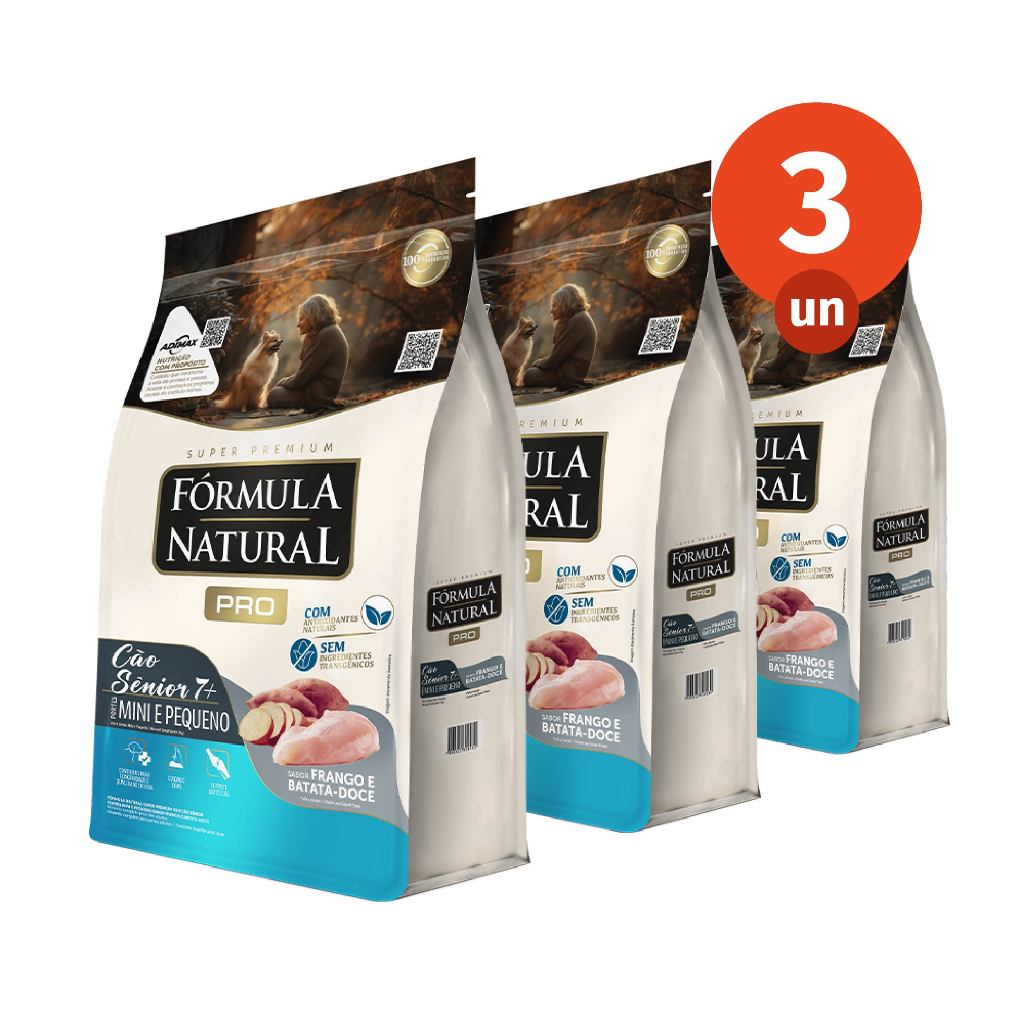 Kit 3 Ração Fórmula Natural Pro Cães Sênior Porte Mini e Pequeno 2,5kg Adimax To
