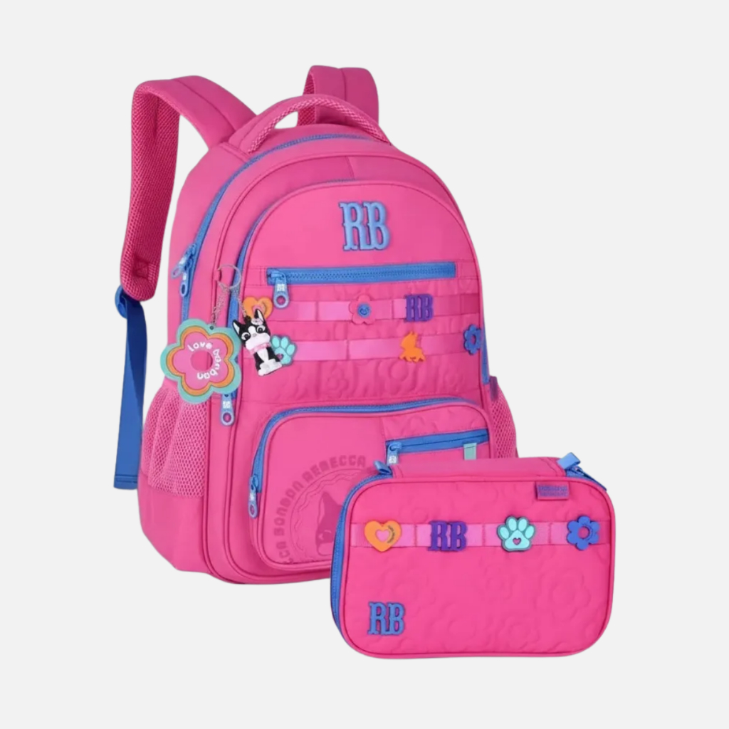 Kit Escolar Mochila + Estojo Rosa Rebecca Bonbon Original - Estilo Personalidade Autencidade RB