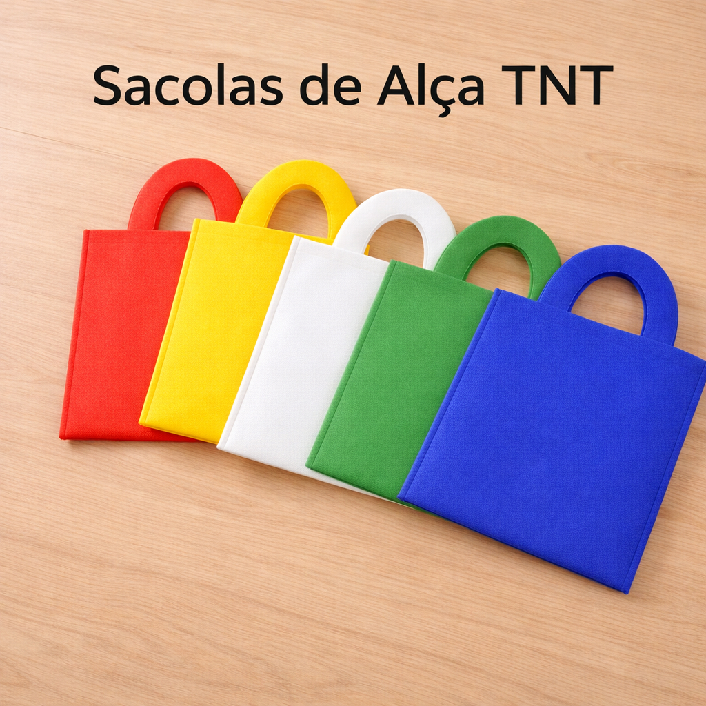 KIT 10/20/30/50 Sacolas com Alça TNT 22cm x 31cm para presentes, lembrancinhas, festas, escola em Oferta na Shopee
