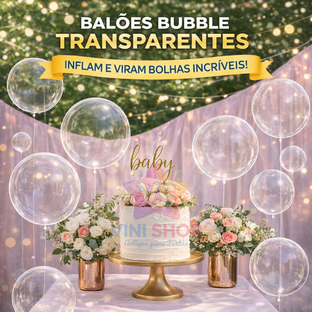 Kit 10/20 Balão Bubble Bolha Transparente - 10/18/20/24/36 Polegadas em Oferta na Shopee