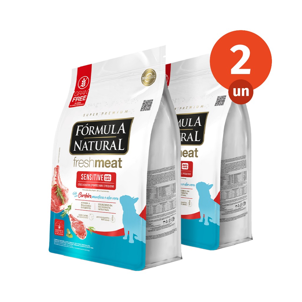 Kit 2 Ração Fórmula Natural Fresh Meat Sensitive Cães Porte Mini e Pequeno 1kg Adimax Total de 2kg em Oferta na Shopee