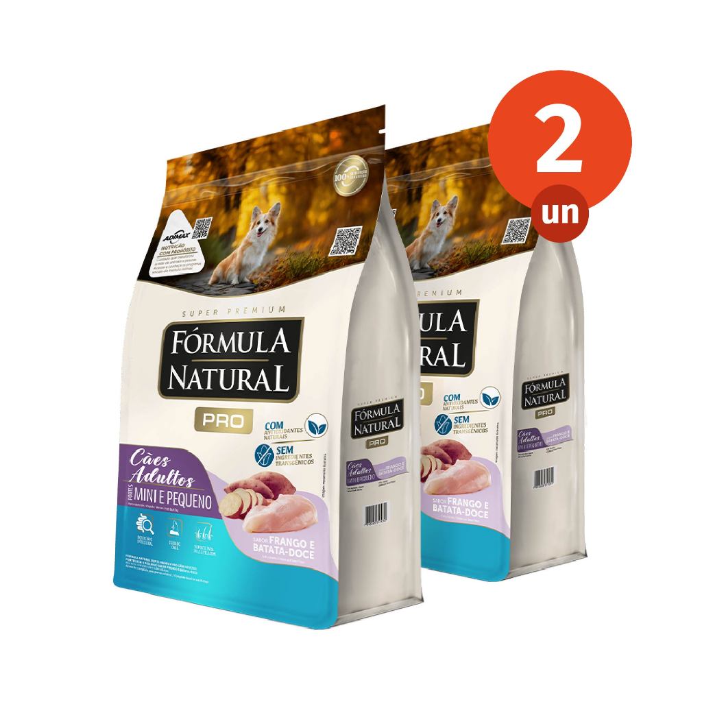 Kit 2 Ração Fórmula Natural Pro Cães Adultos Porte Mini e Pequeno 2,5kg Adimax Total de 5kg em Oferta na Shopee
