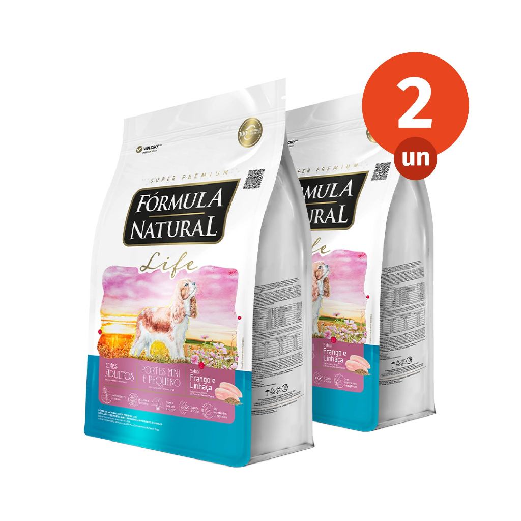 Kit 2 Ração Fórmula Natural Life Cães Adultos Porte Mini e Pequeno 1kg Adimax Total de 2kg em Oferta na Shopee