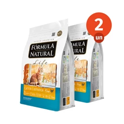 Kit 2 Ração Fórmula Natural Life Gatos Castrados Sabor Frango 1kg Adimax Total de 2kg