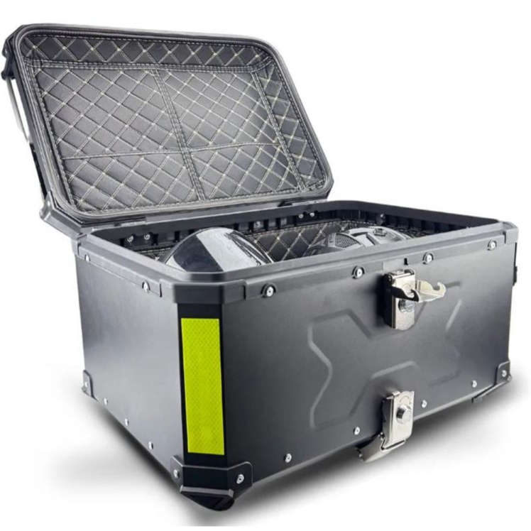 Baú Bauleto 2 Capacetes Liga Aluminio ACM 65 Litros Universal Preto Adventure Com X em Oferta na Shopee