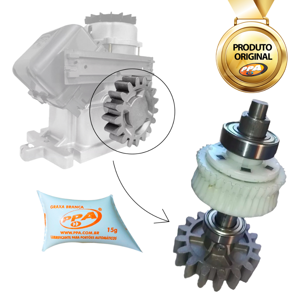 Conjunto Completo Motor Dz Industral Coroa Z40 Engrenagem Externa Z17 + Graxa Ppa