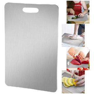Tábua De Corte Titânio Inox Com Alça Para Cozinha 34x23 Cm Churrasco Legumes Retangular Prateado em Oferta na Shopee