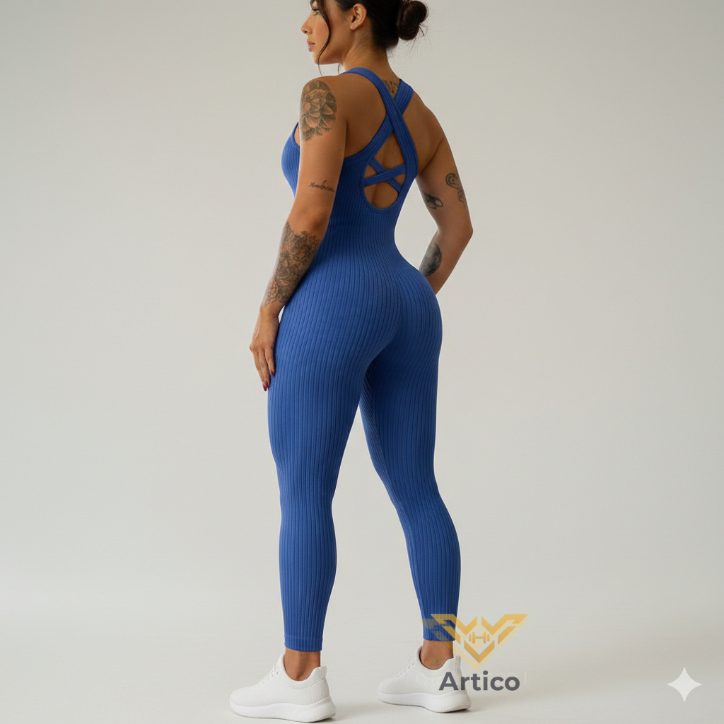 Macacão Academia Longo Canelado Com Bojo Costas X Premium Zero Transparencia em Oferta na Shopee