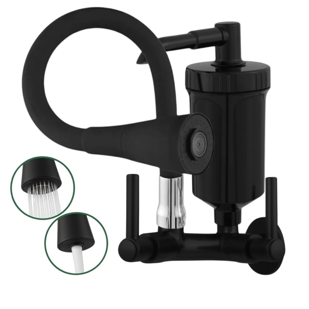 Torneira Cozinha com Filtro Preto Flexível Arejador Chuveirinho Bica Móvel em Oferta na Shopee