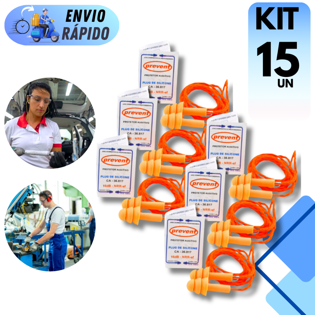 Imagem KIT 5 A 15 UNIDADES PROTETOR AURICULAR ABAFADOR DE RUÍDOS PREVENT PARA OUVIDOS COM CORDÃO PARA DORMIR BARULHO EPI