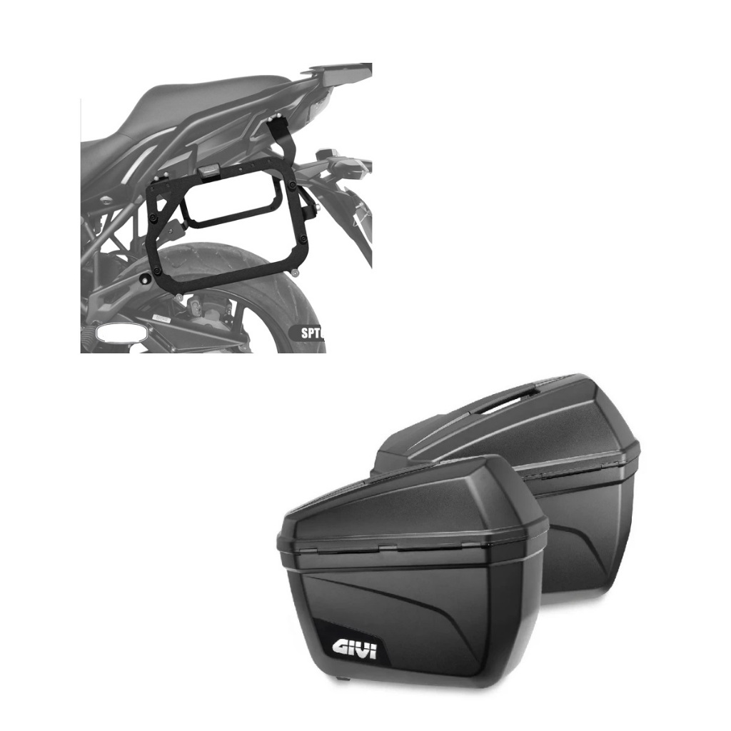 Suporte + bau lateral Givi E22 22 Litros - Kawasaki Versys 650 2015 a 2026