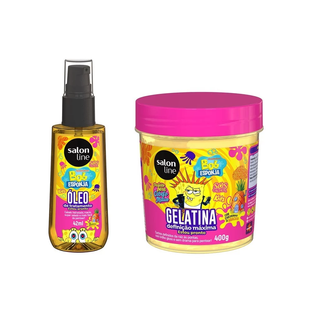 Kit SOS Cachos Kids Bob Esponja Gelatina + Óleo de Tratamento