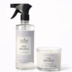 Kit Vela Agua Perfumada Aromatizante Odorizante de Ambiente Chá Branco
