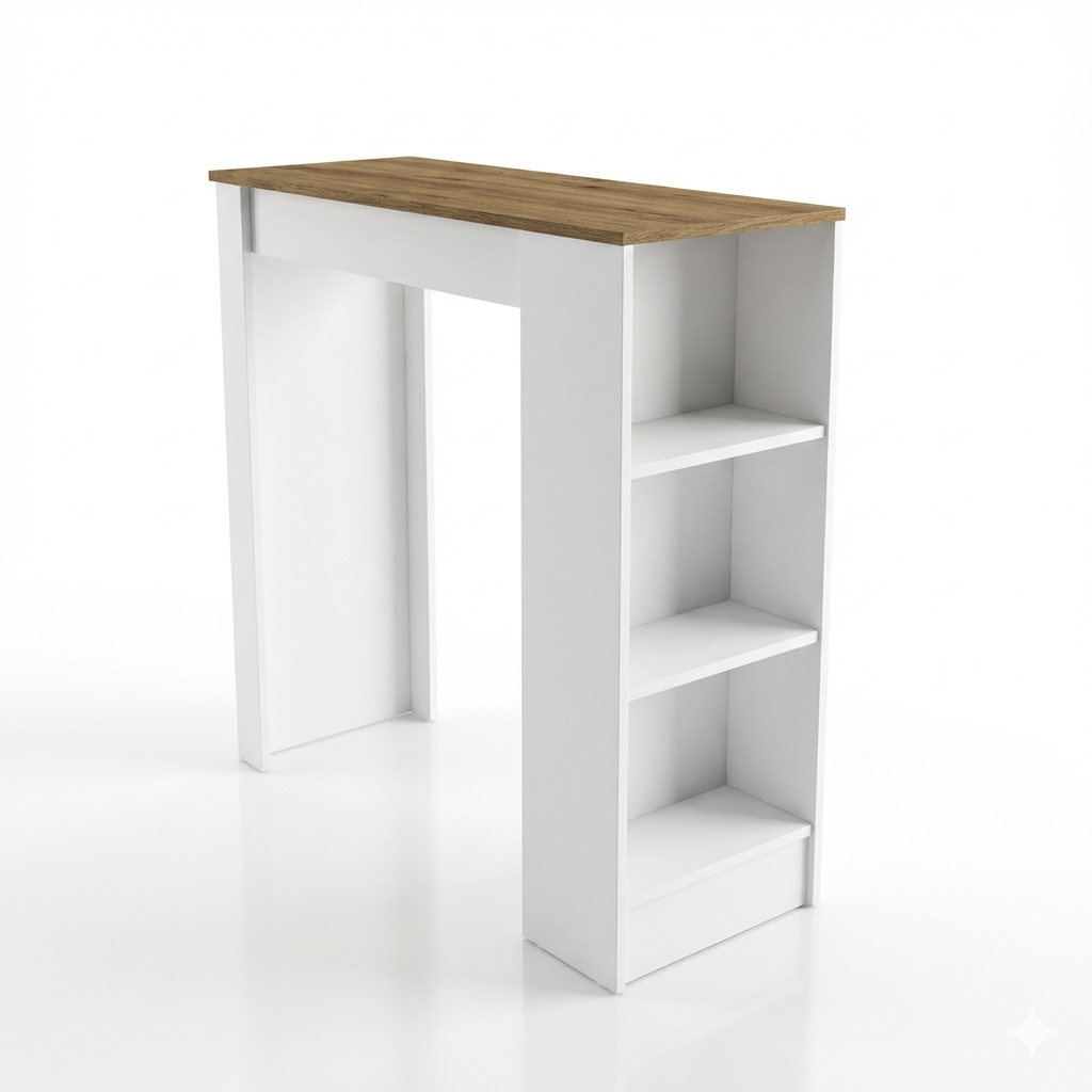 Bancada Alta Ilha para Cozinha com Divisórias Bologna Cor Branco/Mel 120cm - Mademóvel em Oferta na Shopee