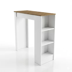 Bancada de Cozinha Ilha Gourmet Americana 2 Prateleiras 90cm Linha Bologna Branco/Mel - Mademovel