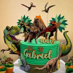 Topo de Bolo Dinossauro| Jurassic Park| Festa Menino| Mesversario| Aniversário Menino| Dino| Topper