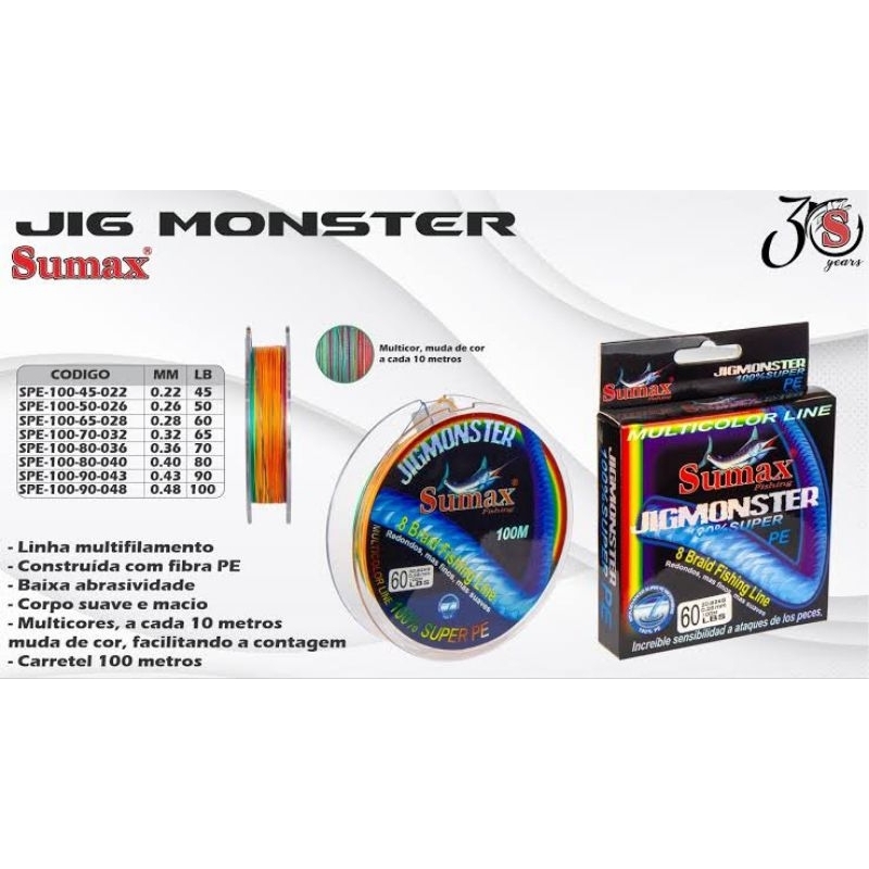 LINHA MULTIFILAMENTO SUMAX JIG MONSTER X8 100M