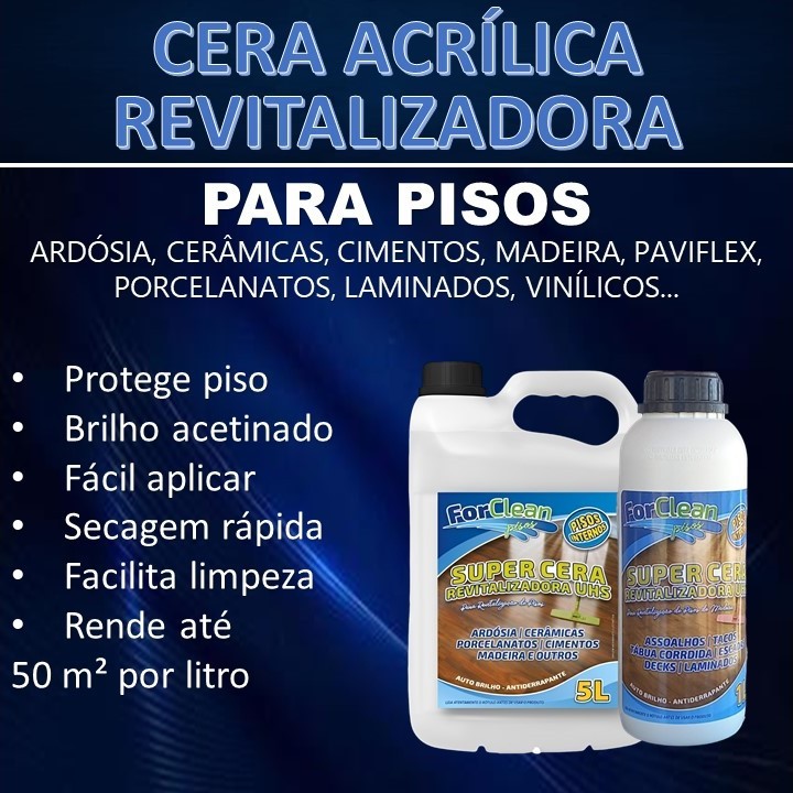 Cera Para Piso de Lajota Acrílica Auto brilho Antiderrapante Líquida Incolor Galão de 5 Litros em Oferta na Shopee
