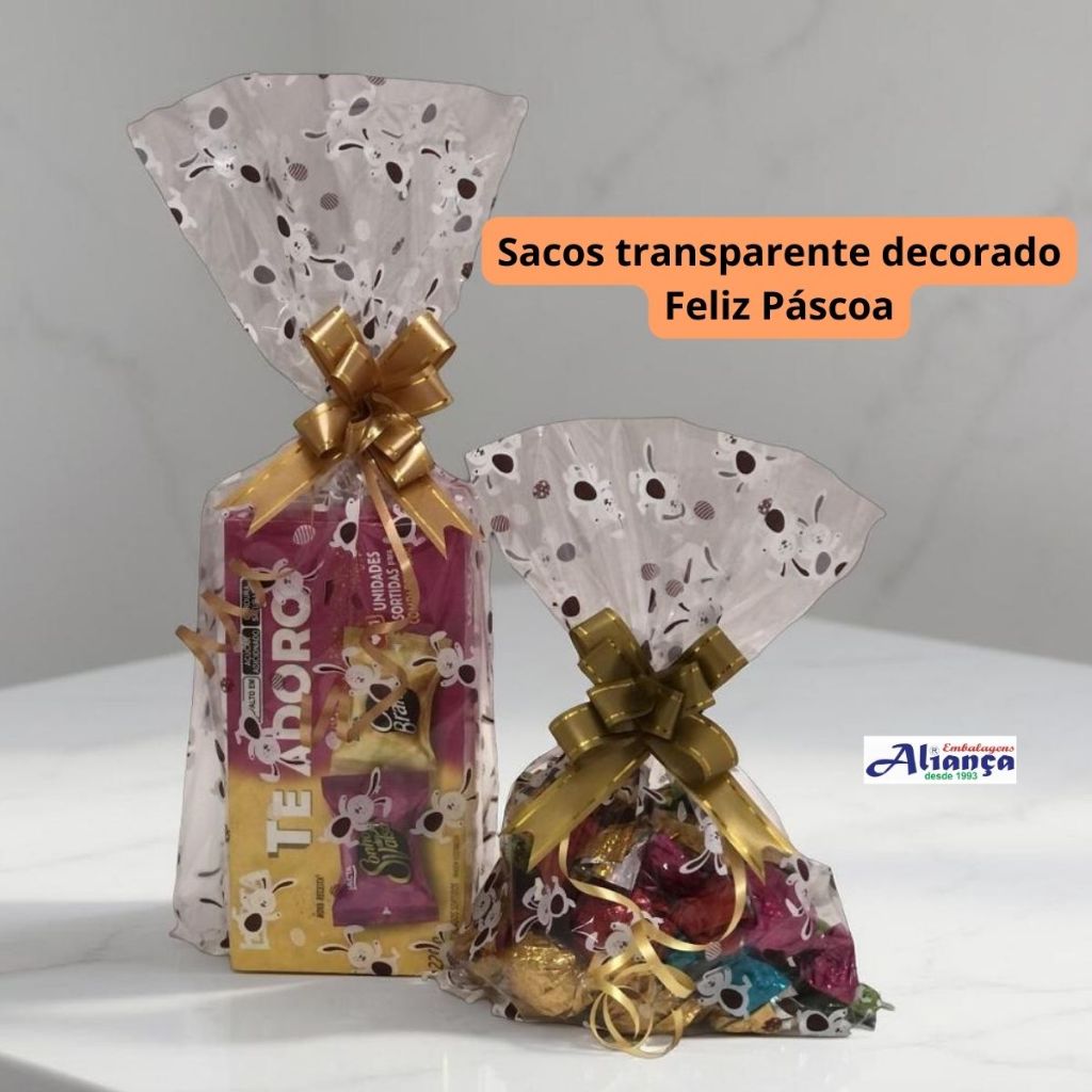 Sacos Transparente Decorado Chocolate 50 unidades em Oferta na Shopee