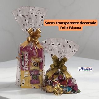 Sacos Transparente Decorado Chocolate 50 unidades em Oferta na Shopee
