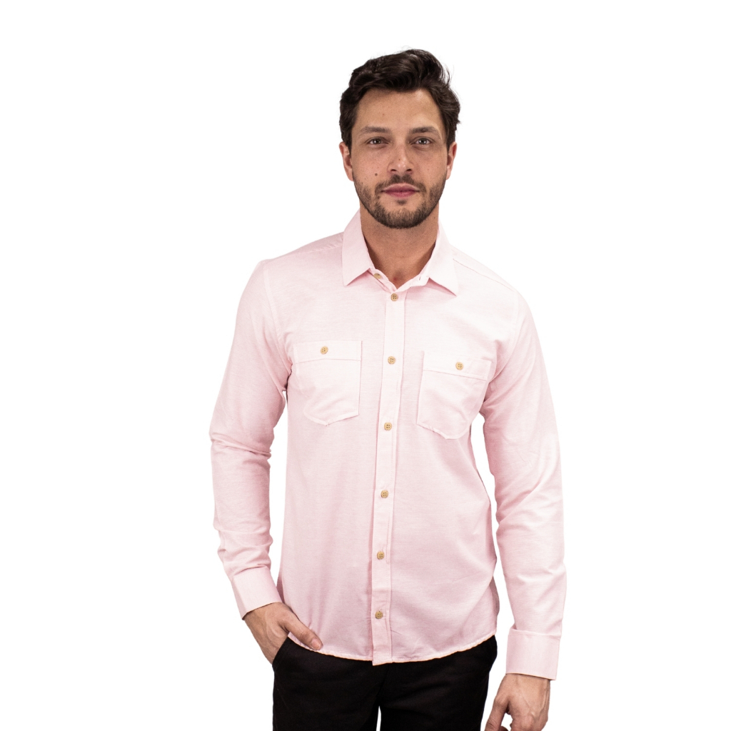 Camisa Masculina Tipo Linho Confortavel Manga Longa Social Premium Slim Moderna Fresca Casual Sofisticada