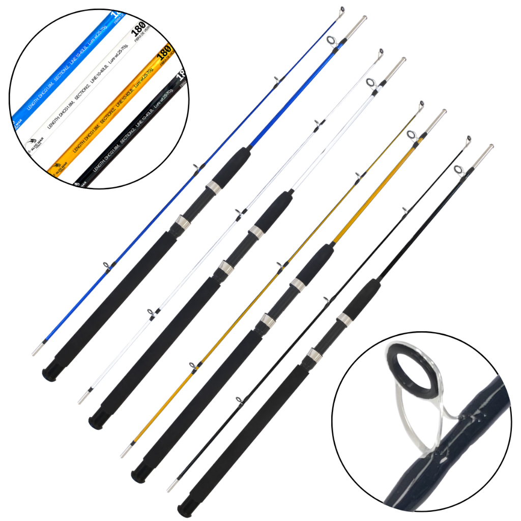 Kit 4 Varas De Pesca 1.80m P/ Molinete 2P 40Lbs Ação Média Fibra De Vidro Maciça Cores Sortidas