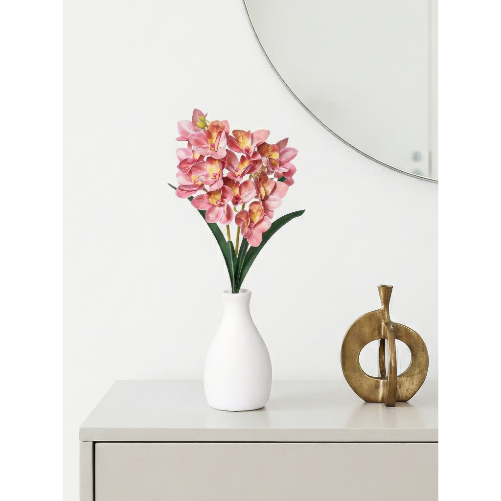 Arranjo de Orquídea Realista Decorativa Buque de flores com Vaso de Cerâmica Decorativo Decoração Para Casa e Escritório em Oferta na Shopee