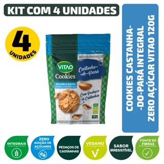 Kit Cookies Castanha Do Pará Integral Zero Açúcar Vitao 120G - 4 Unidades em Oferta na Shopee