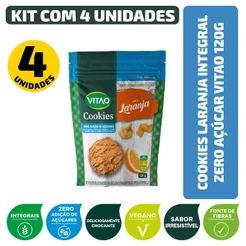 Cookies Laranja Integral Zero Açúcar Vegano Vitao 120G - Kit 4 Unidades