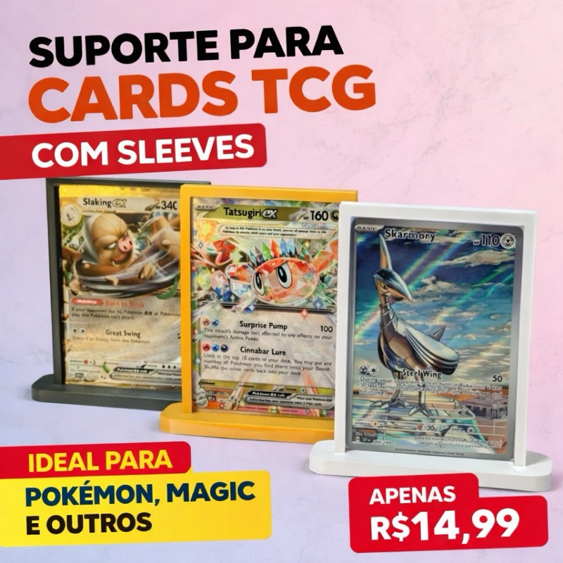 Suporte de Exibição para Cartas TCG com Sleeve – Pokémon, Magic, Flesh and Blood | Display para Cards Colecionáveis