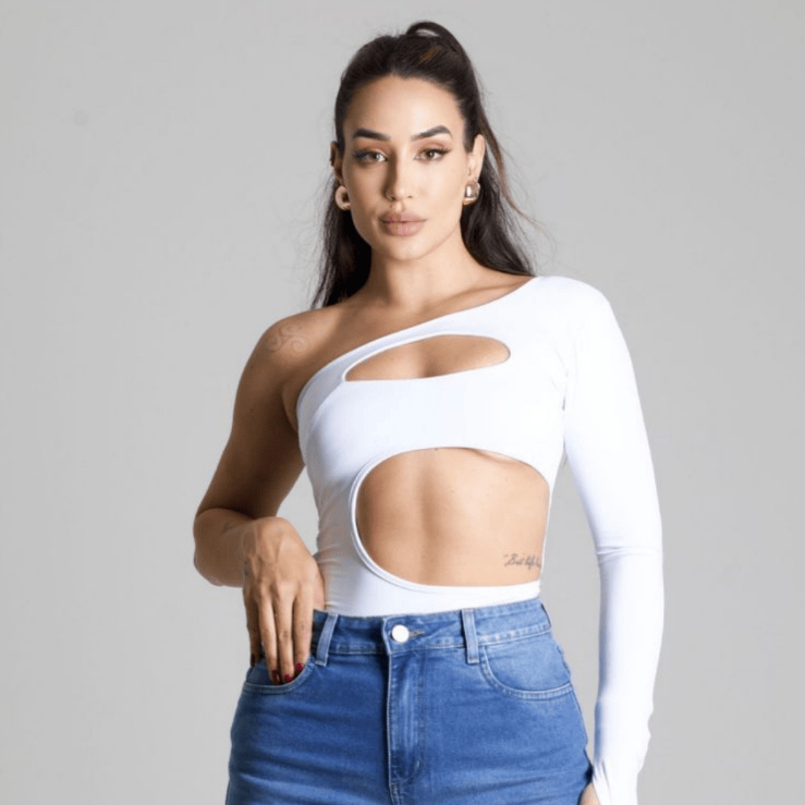 Body Feminino com Recortes Frontal e Lateral Mangas Longas sexi balada Moda Gringa em Oferta na Shopee