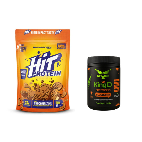 Kit HIT Protein Adaptogen 900g e Pré Treino King D Spunk 300g Whey HIT + Pré Treino King D