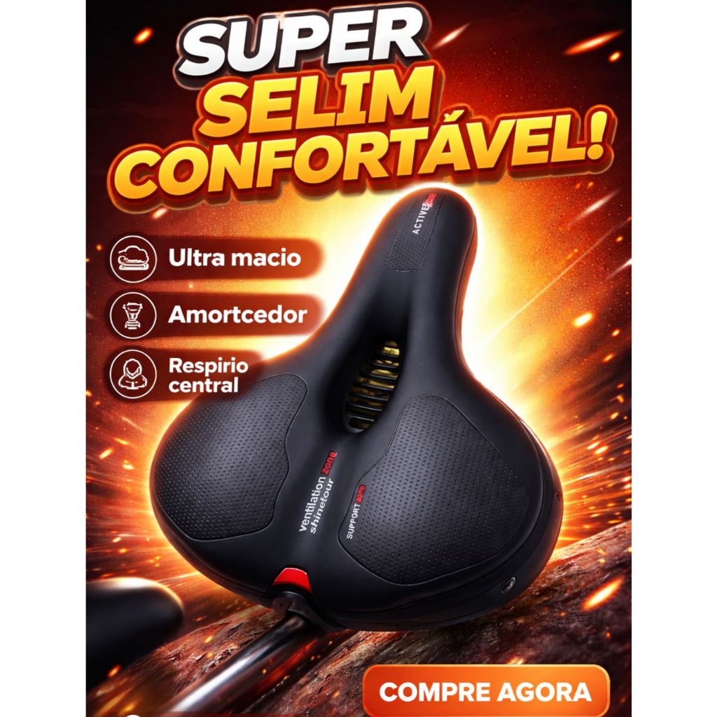 BANCO SELIM DE BICICLETA CONFORTAVEL COM MOLAS ELASTOMERO ADESIVO REFLETIVO DE SEGURANÇA BANCO