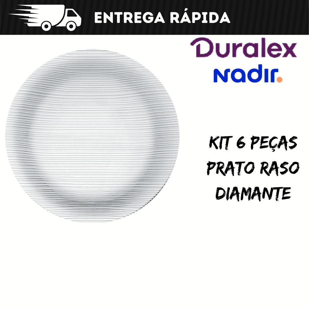 Kit 6 Pratos Duralex Diamante Raso - Nadir em Oferta na Shopee