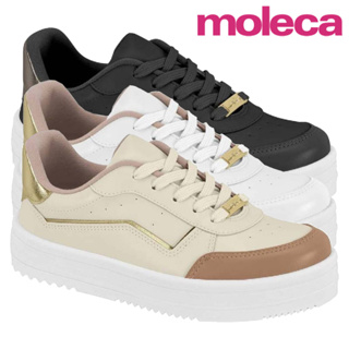 Tênis Feminino Moleca Casual Flatform Detalhe Dourado Confortável Original em Oferta na Shopee